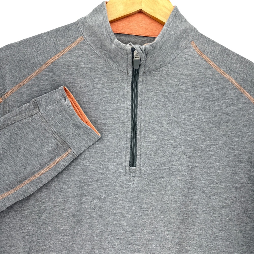 Tasc Performance Mens Gray Bamboo Organic Cotton Quarter Zip Pullover SZ M